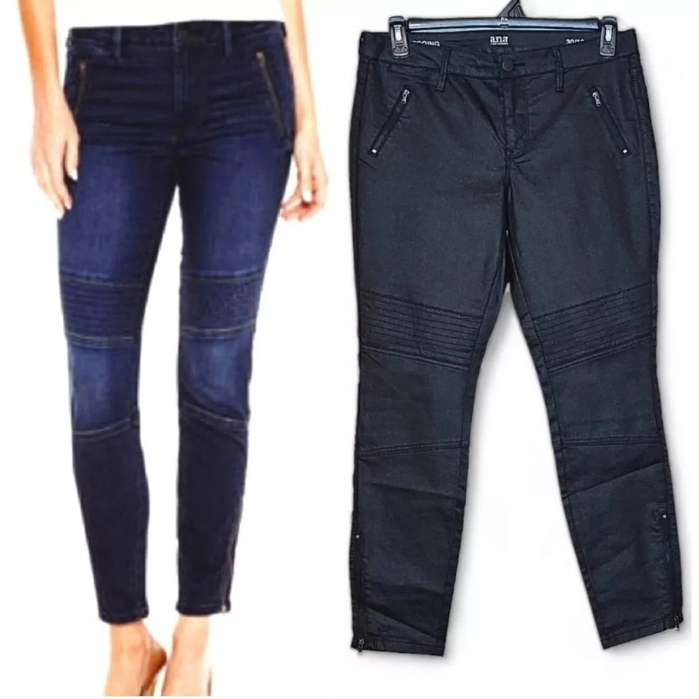 A.N.A Mid Rise Super Stretch Moto Jeggings Black Size 10P new not tags.      #13